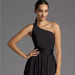 Vera Wang White 12 Black One Shoulder Gown Formal Floor Prom Wedding NWT $199